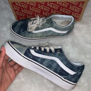 Old skool acid was denim vans